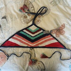 American Eagle Arie Crochet Bikini Halter Top NWT